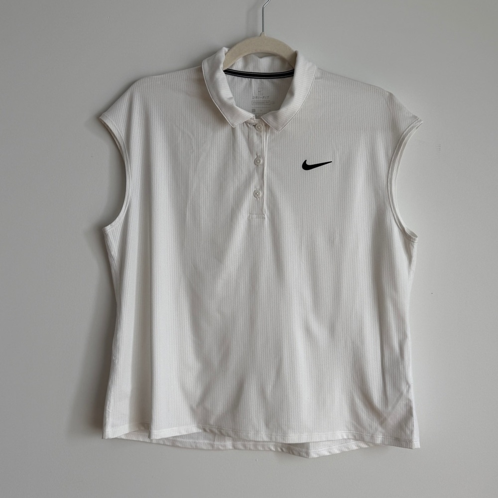 Nike White Sleeveless Tennis Polo Top